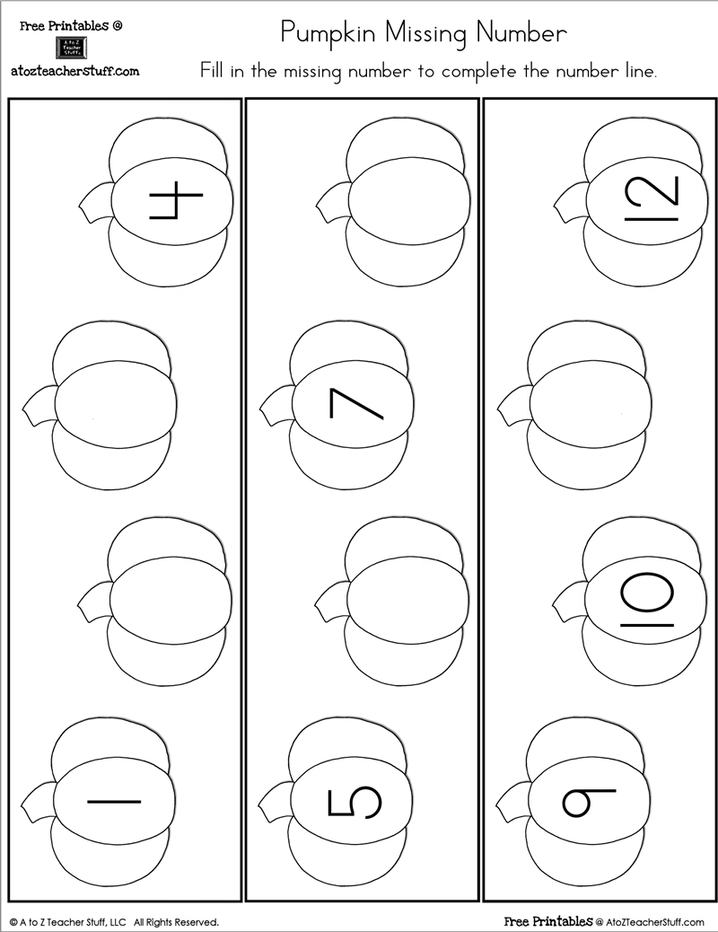 Fill in the Missing Number Pumpkin Number Line | A to Z ...