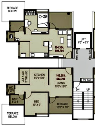 1BHK Flat - 390 Carpet + 70 Terrace - Rs. 17.14 Lakhs - Pristine City 20 Acre Township of 1 BHK & 2 BHK Flats at Bakori Wagholi Pune 412 207