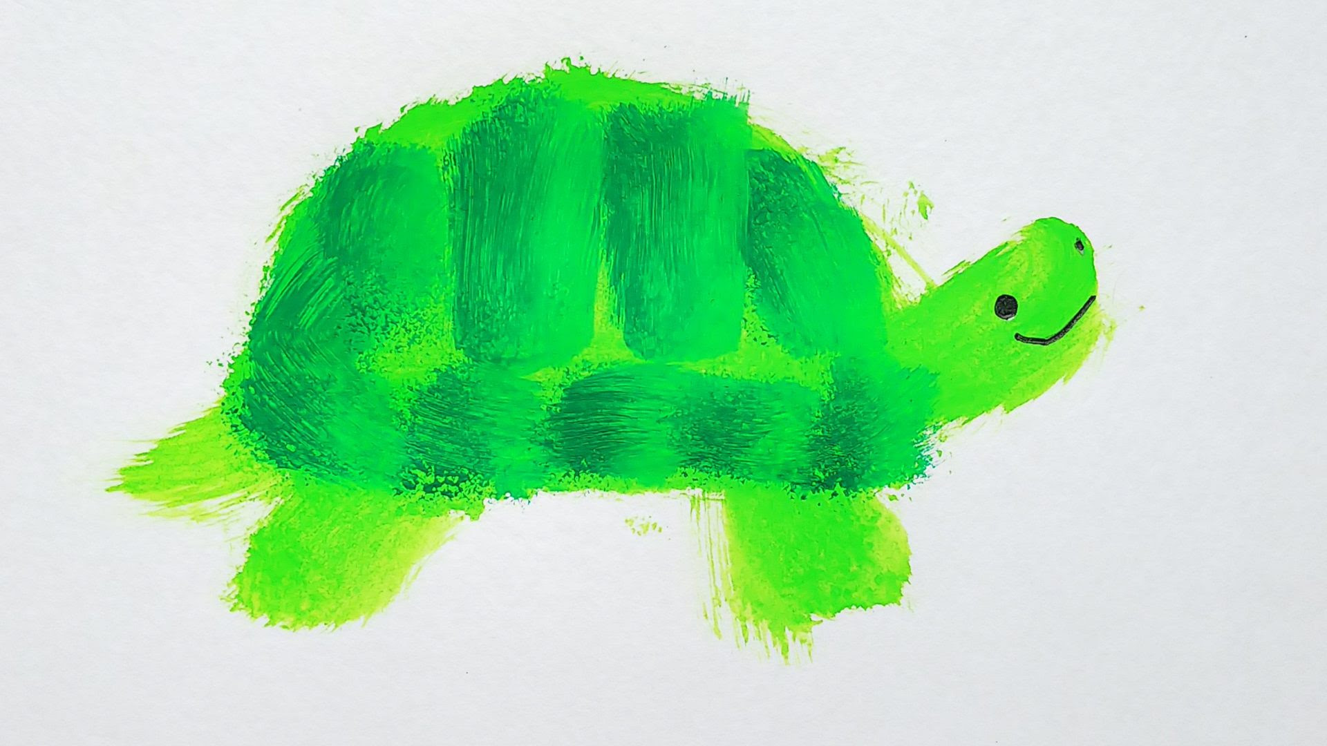 簡単に 絵の具とスポンジで小さな子供でも楽しく描けるカメの描きかた 生き物描き巡り