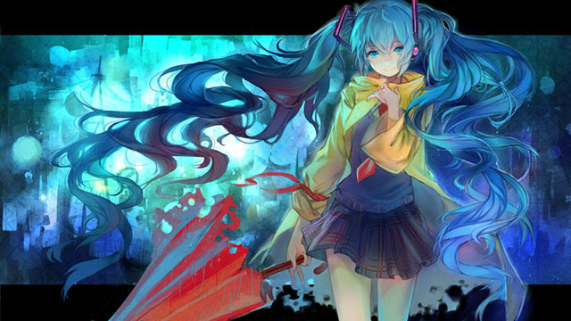 初音ミク 雨とミクを描いた綺麗なイラスト画像 ボカロ画像