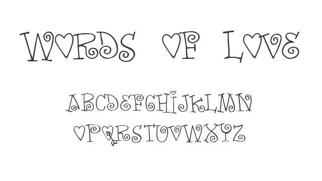 フリー素材 バレンタインデーに使える ハートとカールがかわいい飾り文字フォント