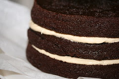 Sour Cream-Chocolate Cake with Peanut Butter Frosting and Chocolate-Peanut Butter Glaze