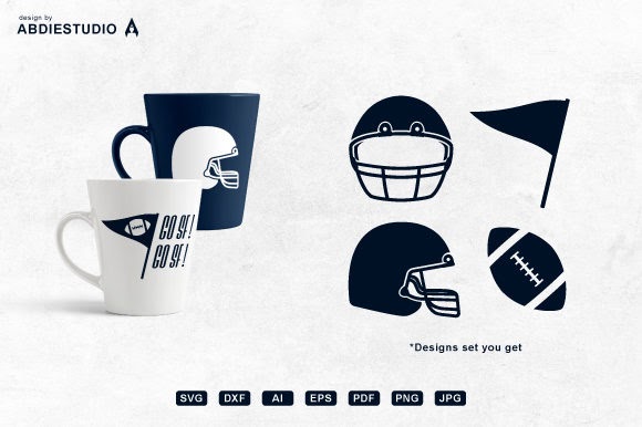 Crella Amercian Football Rugby Set Print on Demands Design by Abdie Compatible with Cameo Silhouette Studio, Cricut and other cutting machines for any crafting projects.