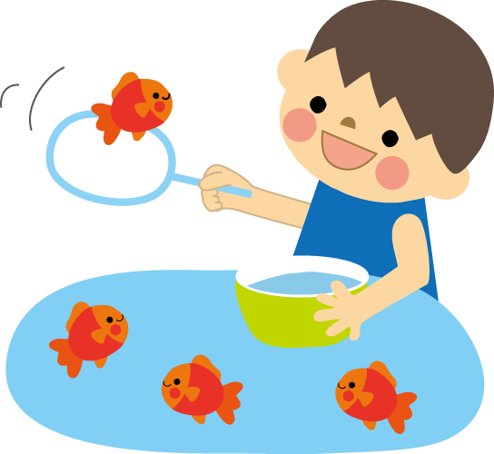 夏まつりイラスト金魚すくい 無料イラスト素材