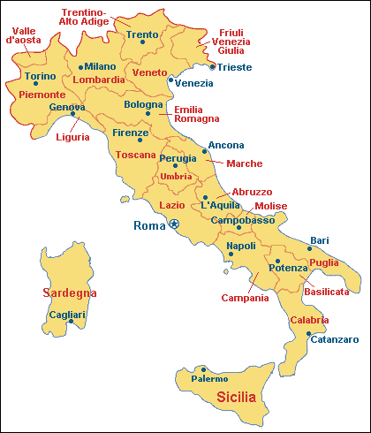 イタリア州地図 イタリアing