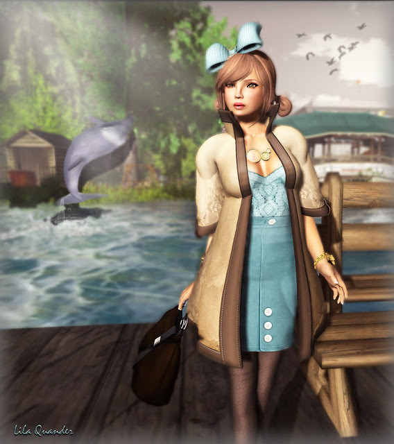 The Secret Store - Kimono Coat - Mocha &  Pencil Skirt - Quarry (Close)