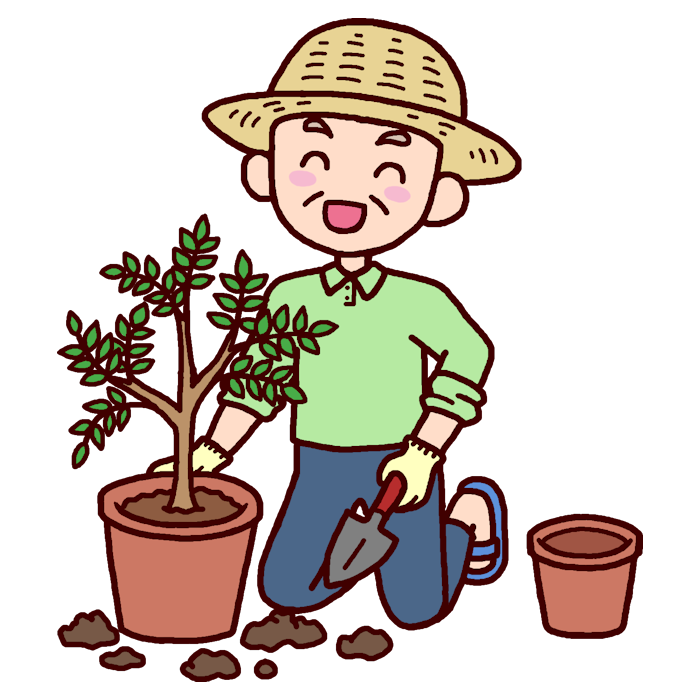 植え替え カラー 園芸 ガーデニングの無料イラスト 生活 くらし 人物素材