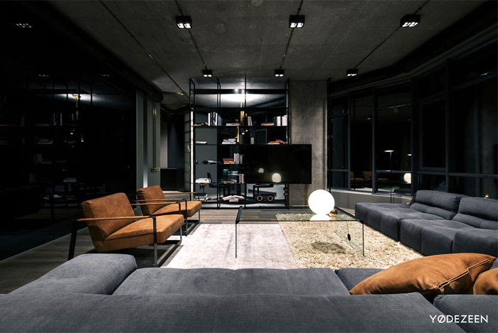Trendy Dark Bachelor Apartment by YoDezeen - InteriorZine