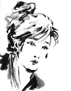 筆ペン かっこいい男女イラスト 似顔絵 墨絵 イラスト ライブペイント ロックなマンガブログchonto