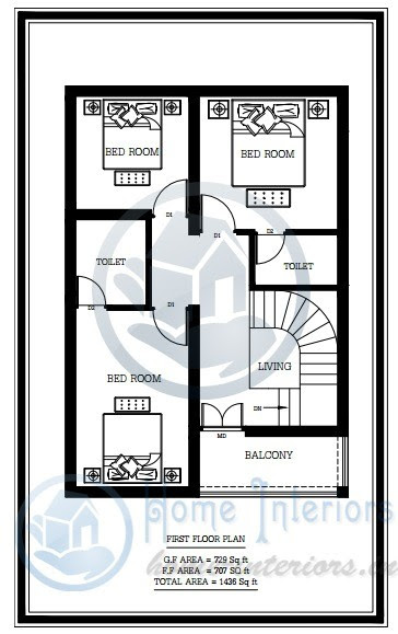 1436 Sq Ft Double Floor Home  Plan  3  Cent  Plot