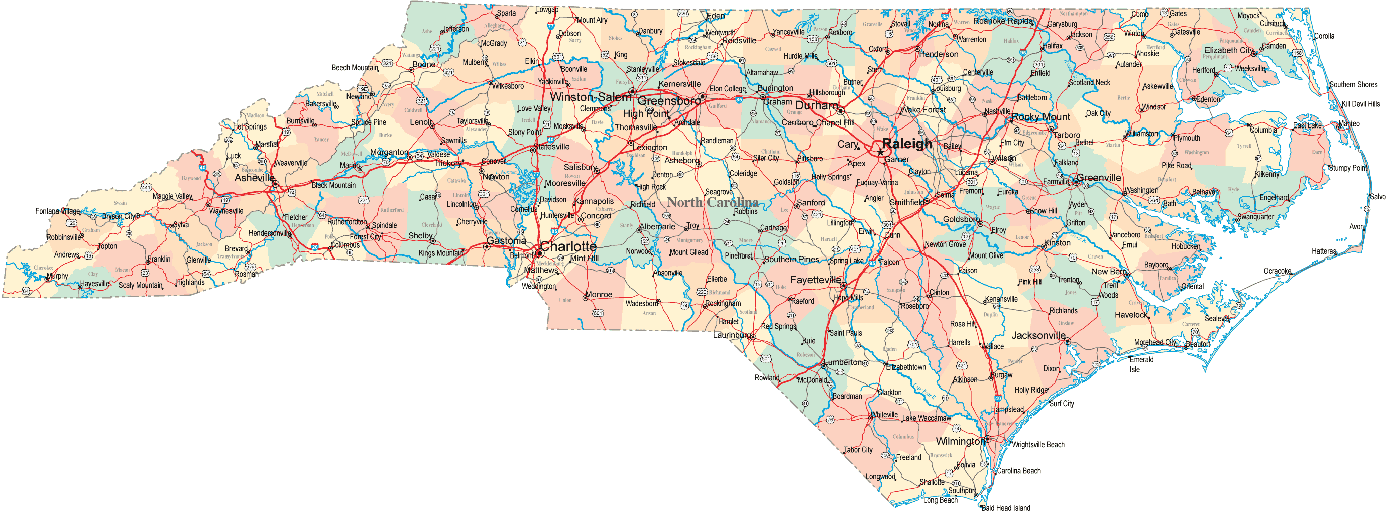map of north carolina