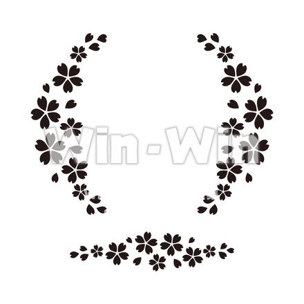 桜シルエット W の無料シルエット素材