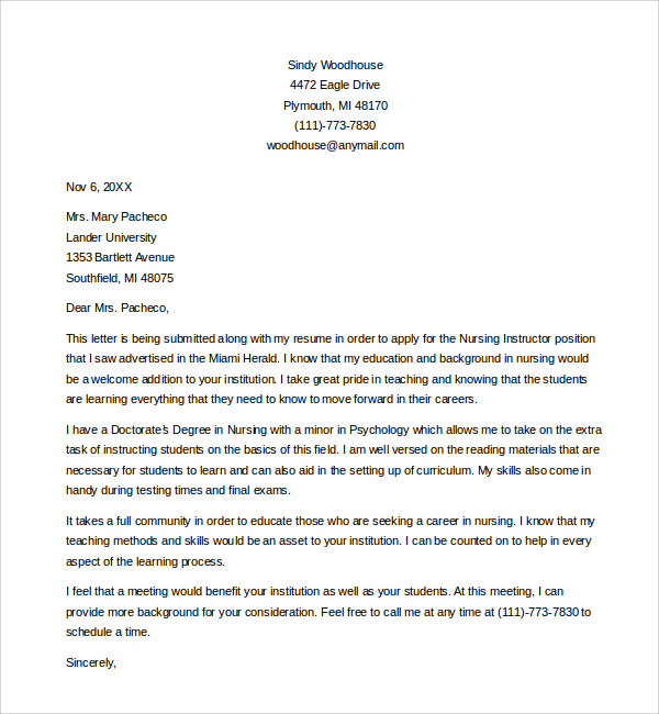Sample Faculty Position Cover Letter - 7+ Free Documents ...