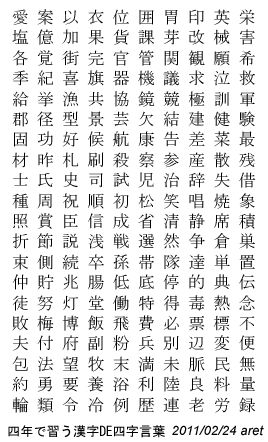 四年で習う漢字de四字言葉 パズルの問題は増すのかい