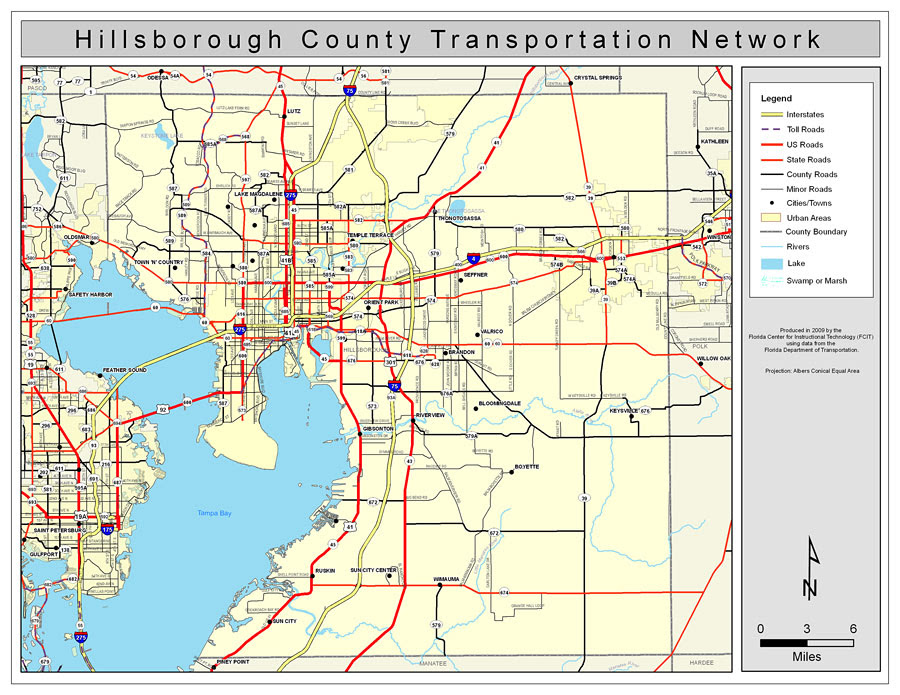map of hillsborough county fl Hillsborough County Road Network Color 2009 map of hillsborough county fl