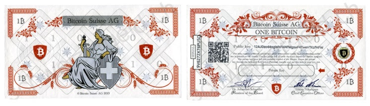 Wts Swiss Issued Physical Bitcoin Certificates - 
