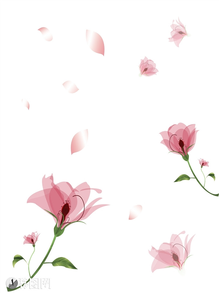 粉色花朵花瓣透明花高清彩绘移门粉色花纹装饰图 移门彩绘简约 移门图库 装饰图库 移图网ypicw Com