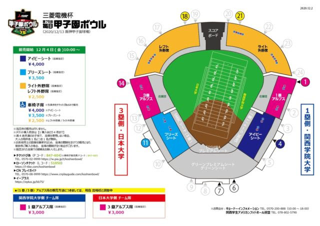 三菱電機杯 第75回毎日甲子園ボウル 甲子園ボウルチケット発売のお知らせ