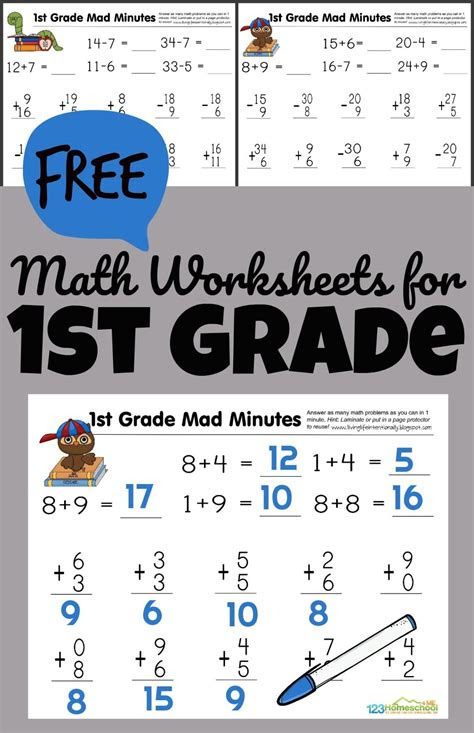 Free printable 5th grade math worksheets are an excellent resource that can make learning enjoyable while reinforcing. free 1st grade printable math worksheets first grade mad minutes