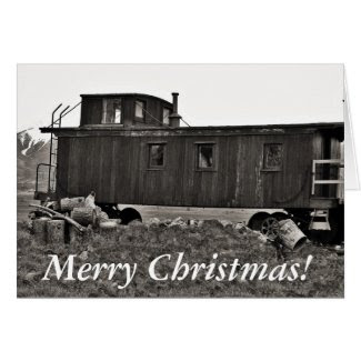 Cat with Train Christmas card - Winter's Beauty