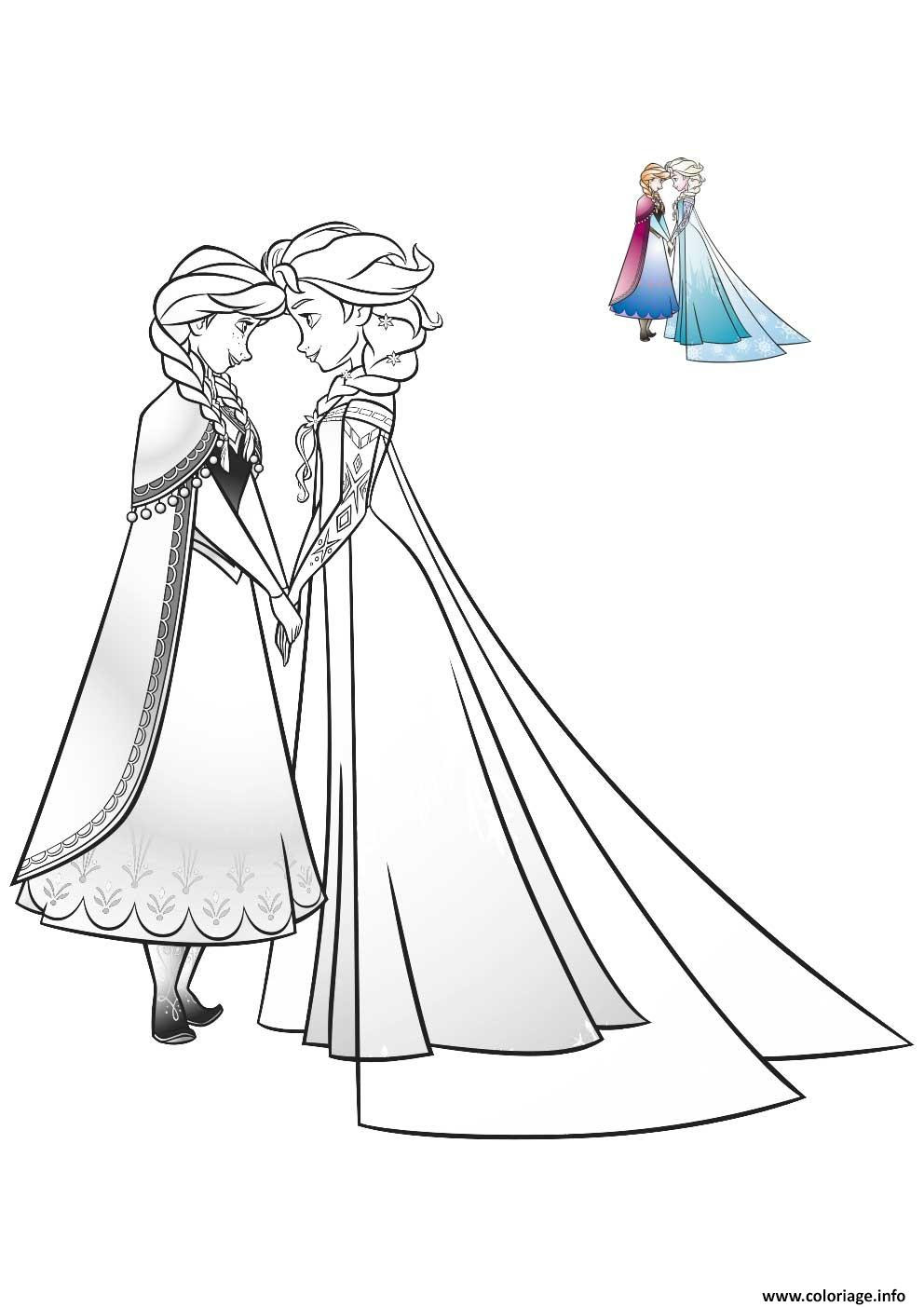 Coloriage Elsa Et Anna Les Meilleures Amies Bff Jecolorie Com