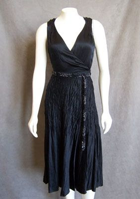 Elie Tahari Black Beaded Faux-Wrap Dress