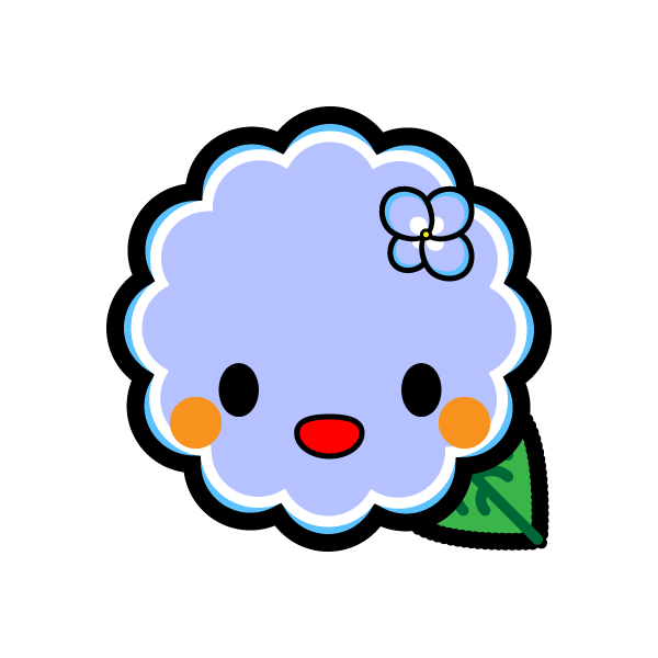 キャラクター風でかわいいあじさいの無料イラスト 商用フリー オイデ43