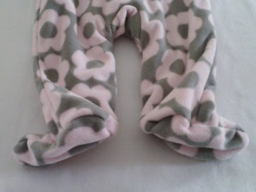 Carters-Pink-Gray-fleece-Onsie-pajama-snow-suit-6-months-footed-mittens-Hood