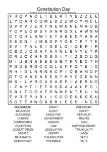 Constitution Day Worksheet for 5th - 6th Grade | Lesson Planet
