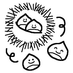 クリ 栗 白黒 秋の味覚の無料イラスト ミニカット クリップアート素材