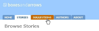 CSS Navigation Showcase: Boxesandarrows.com