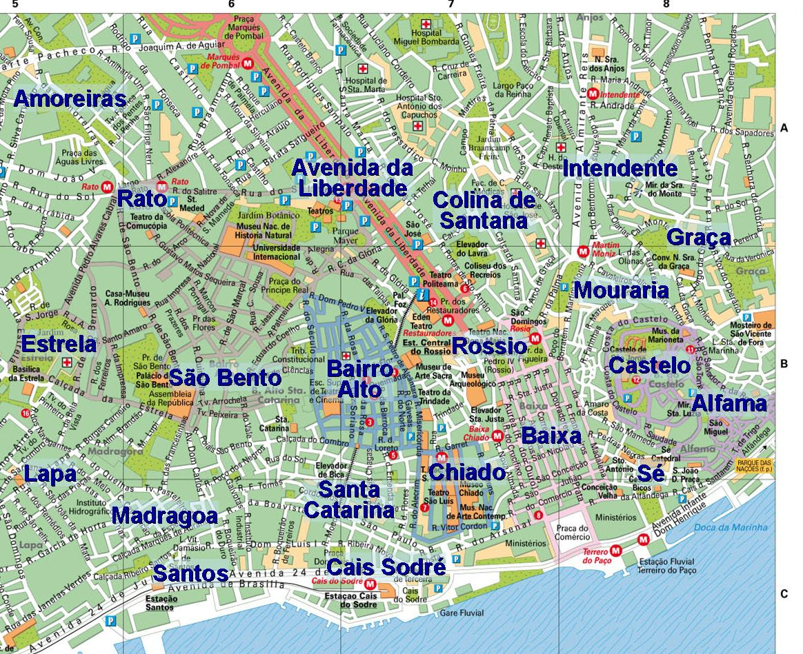 mapa baixa de lisboa Mapa de Lisboa (Centro) / Lisbon map (Center)   My own private 