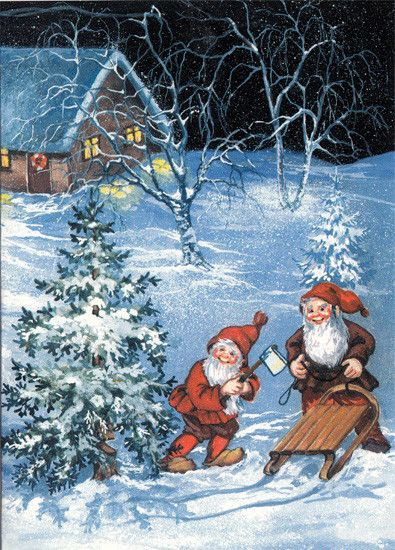 Birgit Helen art-Les gnomes dans la neige