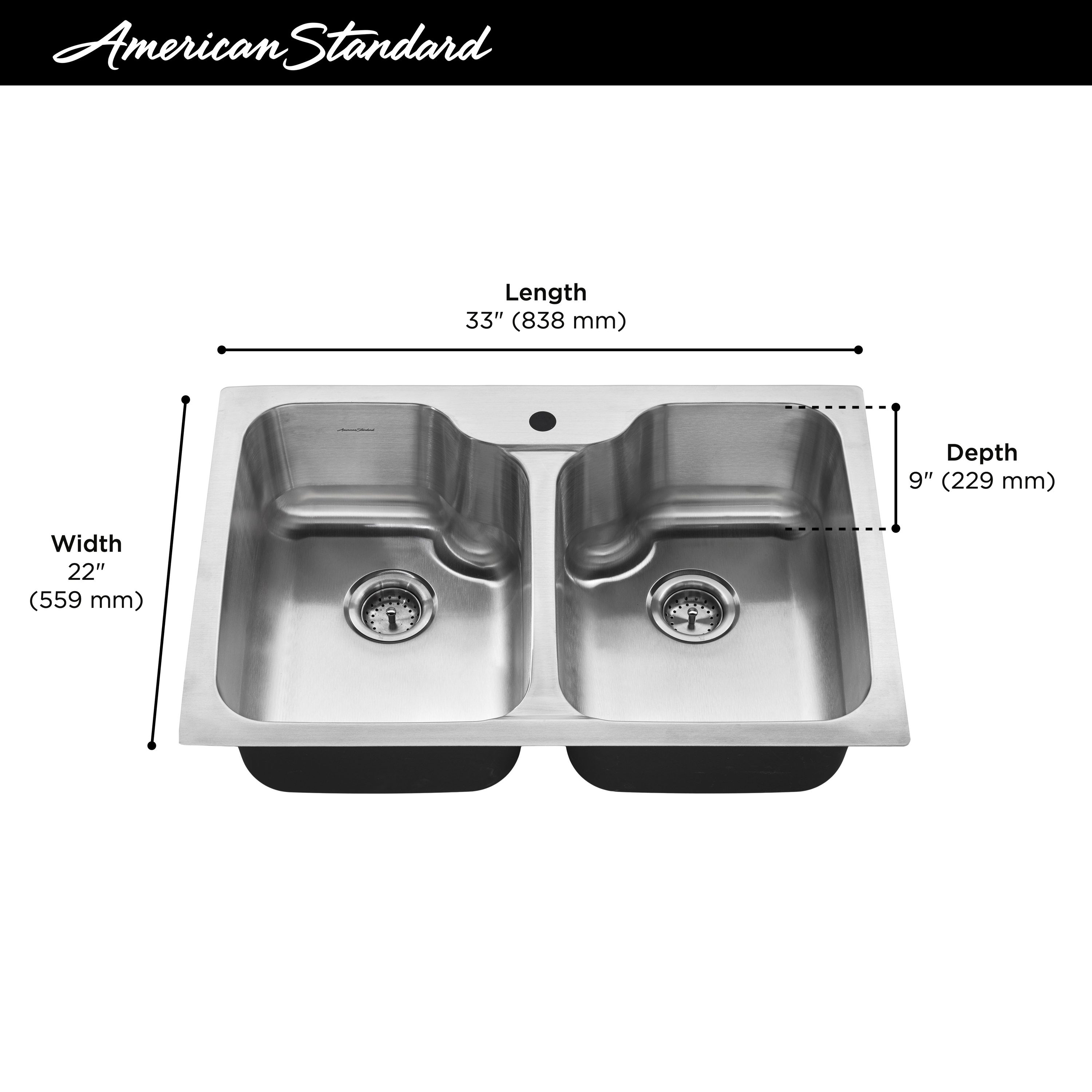 American Standard Fair Acre Drop In 33 In X 22 In Stainless Steel Double Equal Bowl 1 Hole Kitchen Sink All In One Kit In The Kitchen Sinks Department At Lowes Com