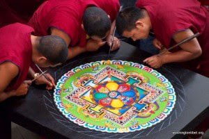 Monks from Drepung Loseling Monastery in India created a sand mandala at Tibet Fest in 2012