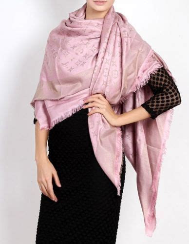 louis vuitton monogram pink shine gold shawl scarf