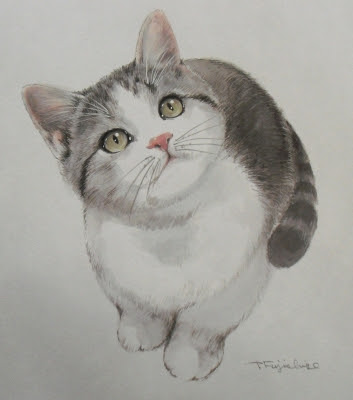 お待たせしました やっとリアルな水彩猫絵が描けました 藤重日生の 猫絵 と 猫絵手紙