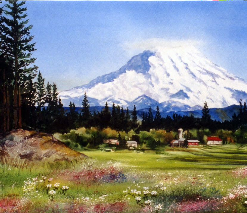 The best free Mountain watercolor images. Download from ... Pencil drawing pencil illustration of white exotic flower fro new zeland mountains.
