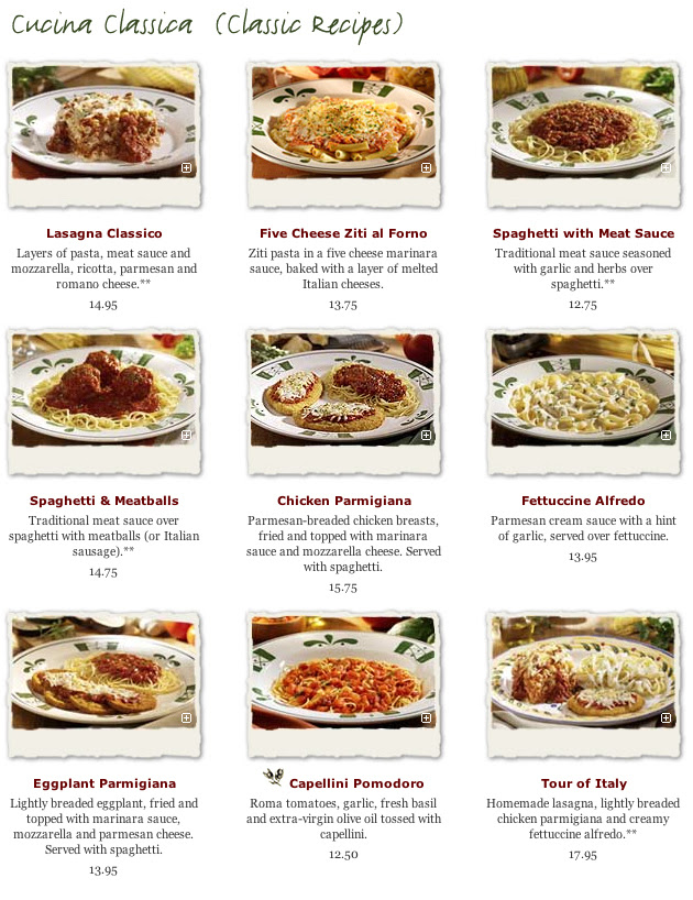Online Menu For Olive Garden In Palo Alto California United States