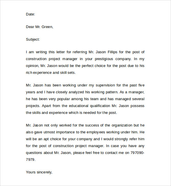 Sample Manager Reference Letter - 7+ Documents in PDF , WOrd Sample Manager Reference Letter - 7+ Documents in PDF , WOrd