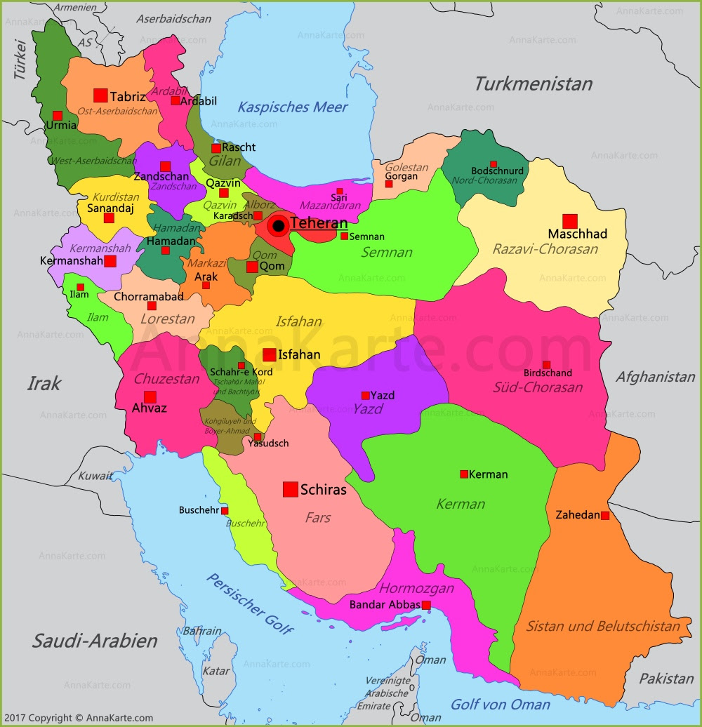 Iran Karte - AnnaKarte.com