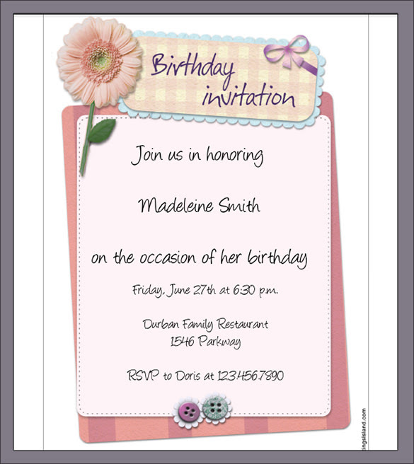 Sample Birthday Invitation Template - 40+ Documents in PDF 