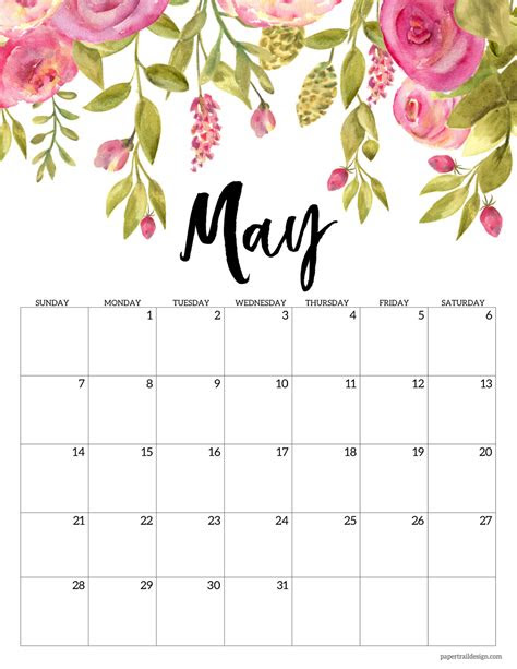  free printable 2023 floral calendar paper trail design