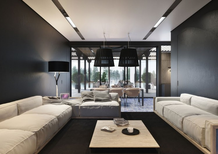 Wohnzimmer in Grau und Schwarz gestalten - 50 Wohnideen