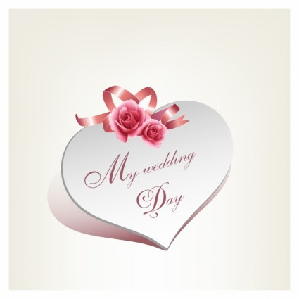 Wedding Card Heart Shape With Rose And Pink Ribbon Vector Heart Free Vector Free Download