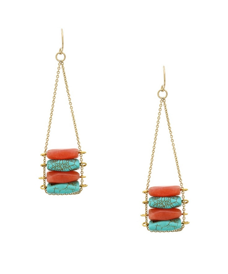 Stacked Stones Earrings - Turquoise and Coral #shoplately