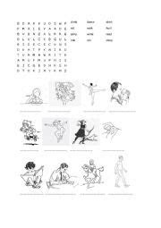 Word search games involve finding words hidden in large grids of letters. verbs word search esl worksheet by wolframpant
