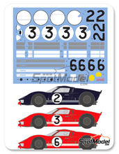 Calcas 1/24 Shunko Models - Ford GT40 - Nº 2, 3, 6 - 24 Horas de Le Mans 1966 para kit de Fujimi FJ12101 y  FJ12125 