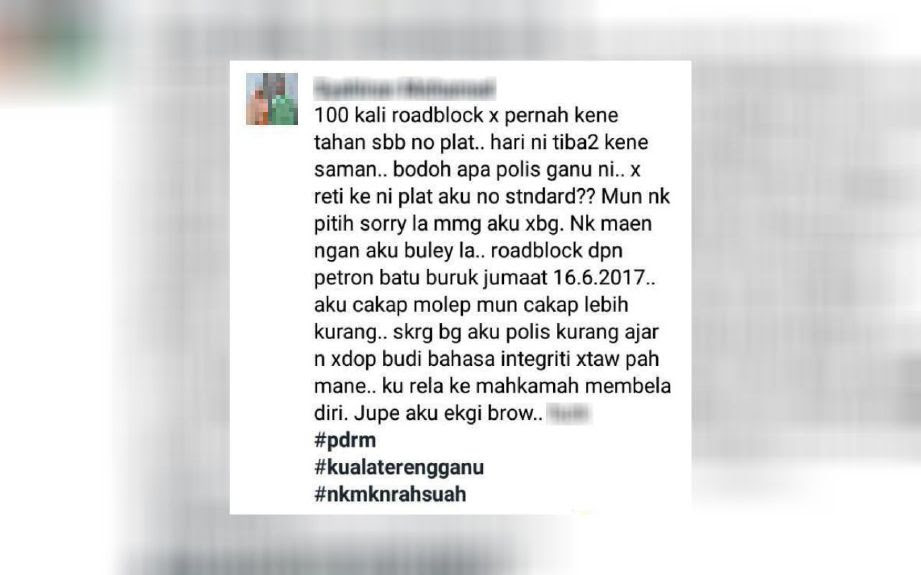 "Bodoh apa polis ganu ni" - Padah hina polis di FB, kakitangan kerajaan ditahan