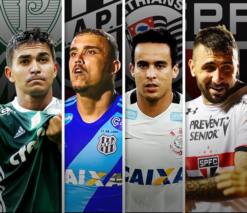 Dudu (Palmeiras), Pottker (Ponte Preta), Jadson (Corinthians) e Pratto (São Paulo), estrelas dos semifinalistas do Paulistão (Foto: infoesporte)